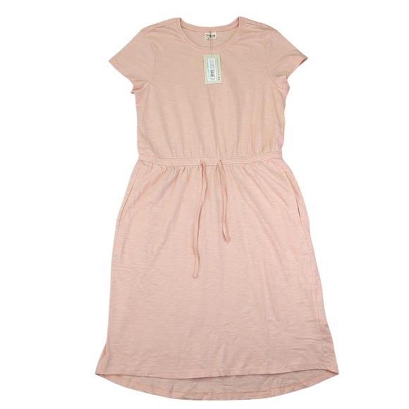 Pact Peach Perfect Slub Weekend Dress Medium Organic Cotton Drawstring Casual - Picture 1 of 10